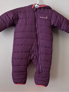 Snonook Plum Quilted One-Piece Snowsuit with Coral Trim